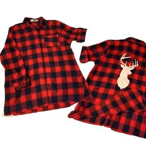 Southern Grace Split Side Flannel with Buck on the back